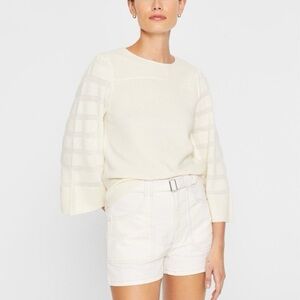 Club Monaco cream textured knit wool sweater with bell sleeves – XXS